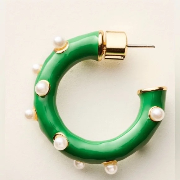 Limited Edition Pearl Polka Dot Hoop Earrings kate spade new york x Target Green - Picture 3 of 7